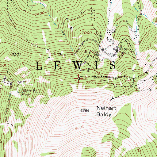 Topographic Map of Lexington Number 2 Mine, MT