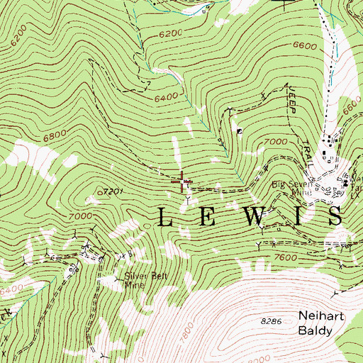 Topographic Map of Lucky Strike Mine, MT