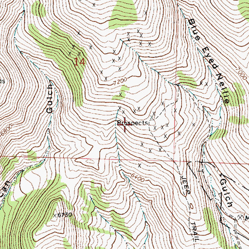 Topographic Map of Blue Eyed Nellie Mine, MT
