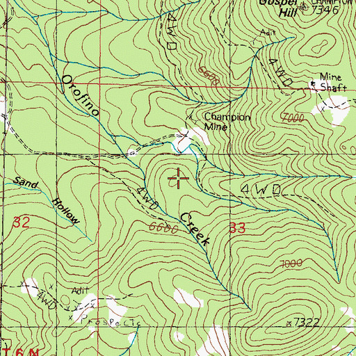 Topographic Map of Champion Mine, MT