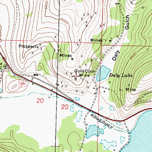 Topographic Map of Gold Coin Mine, MT