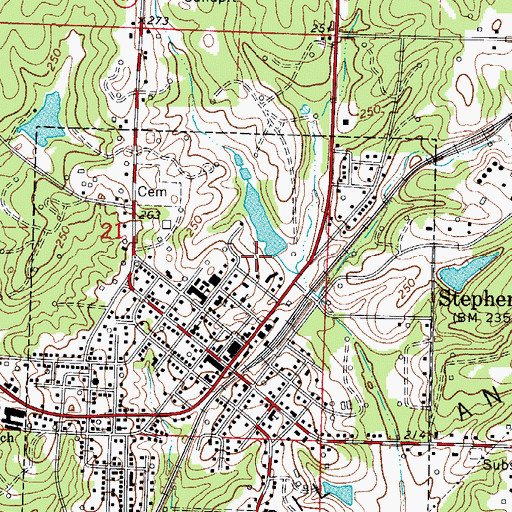 Topographic Map of Graysons Dam, AR