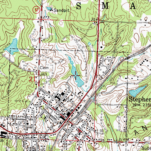 Topographic Map of Graysons Lake, AR
