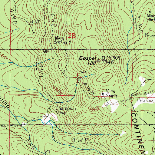 Topographic Map of American Mine, MT