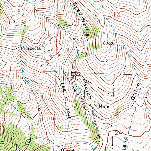 Topographic Map of Mohawk Mine, MT