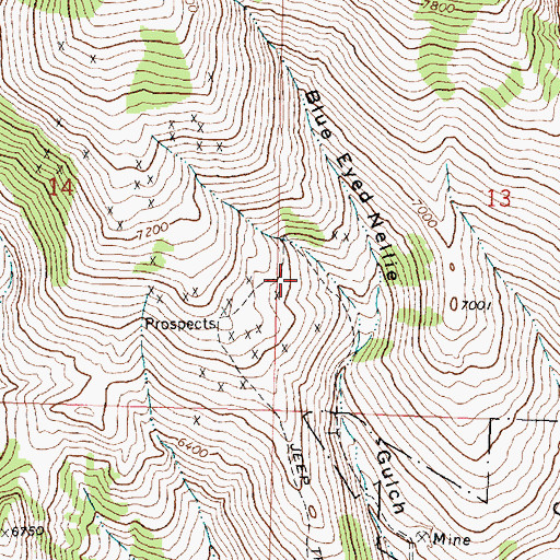 Topographic Map of Gladstone Mine, MT
