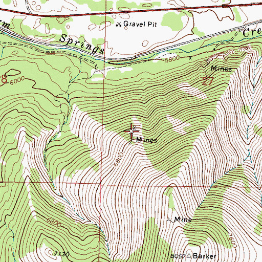 Topographic Map of SW SW Section 27 Mine, MT