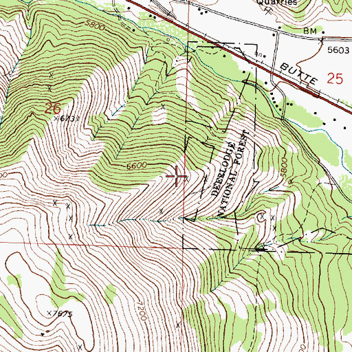Topographic Map of Sheridan Mine, MT