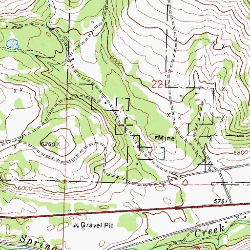 Topographic Map of SE SW Section 22 Mine, MT
