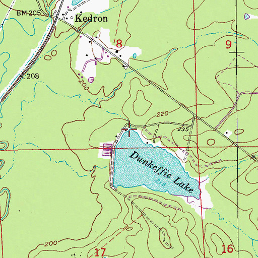 Topographic Map of Lake Dunkeffie Dam, AR