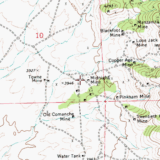 Topographic Map of Midnight Mine, AZ