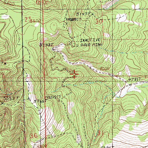 Topographic Map of Whiskey Gulch Mine, MT