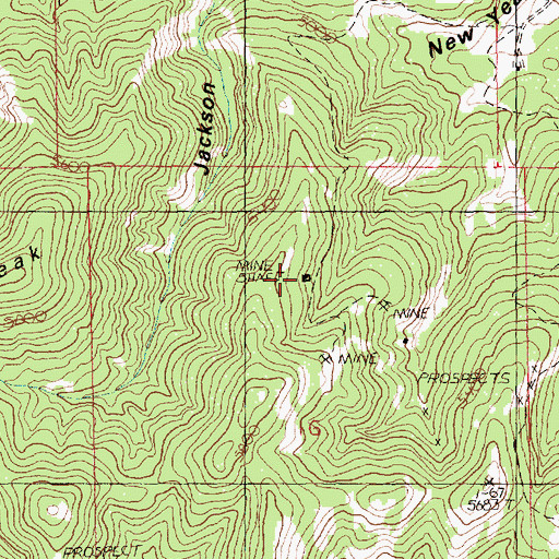 Topographic Map of New Year Gulch Mine, MT