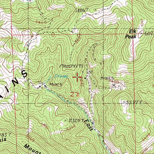 Topographic Map of Elk Peak Number 1 Mine, MT