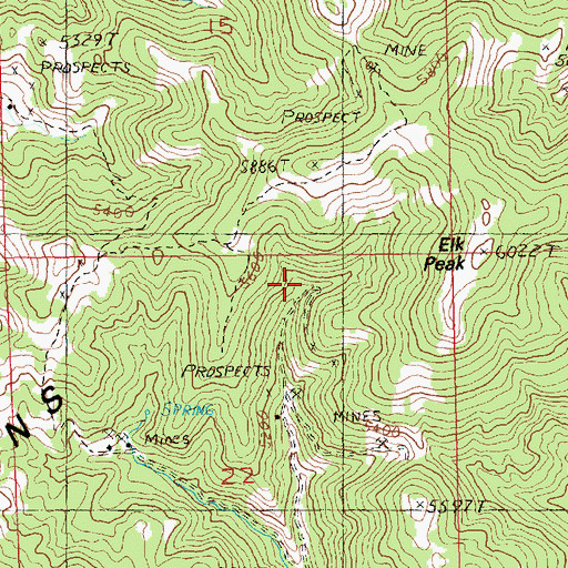 Topographic Map of Elk Peak Number 5 Mine, MT