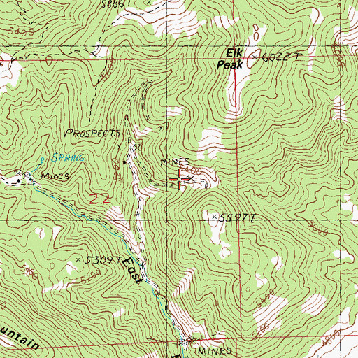 Topographic Map of Elk Peak Number 7 Mine, MT