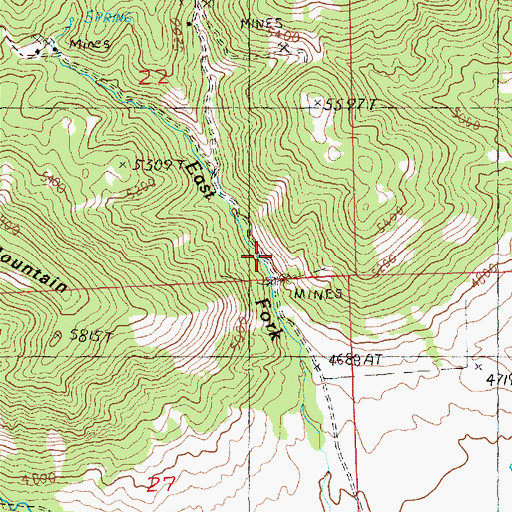 Topographic Map of East Fork Number 4 Mine, MT