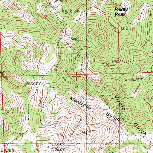Topographic Map of Virgin Gulch Number 1 Mine, MT
