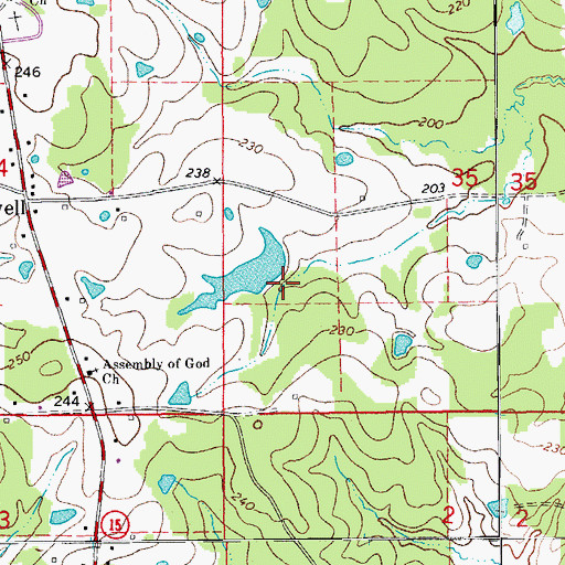 Topographic Map of Kesterson Lake Dam, AR