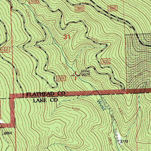 Topographic Map of Big 4 Mine, MT