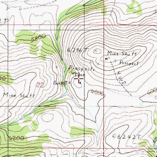 Topographic Map of Elk Creek Corundum Mine, MT