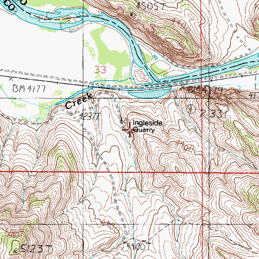 Topographic Map of Ingelside Quarry, MT