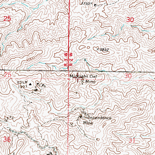 Topographic Map of Midnight Owl Mine, AZ