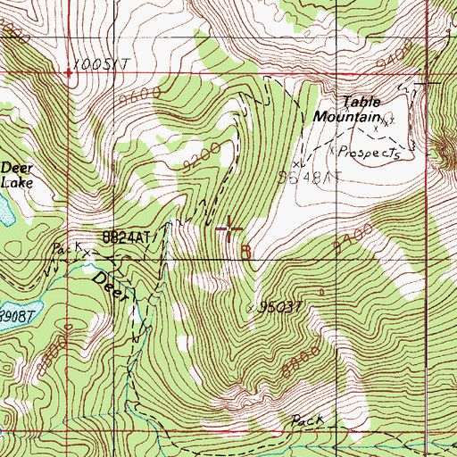 Topographic Map of Table Mountain Mine, MT