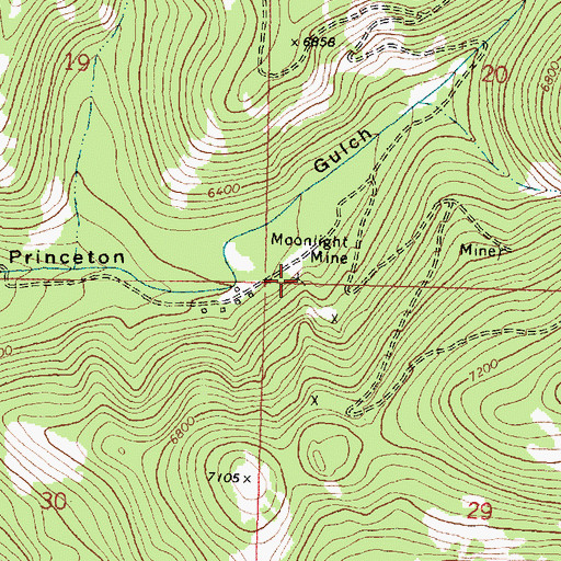 Topographic Map of Moonlight Mine, MT