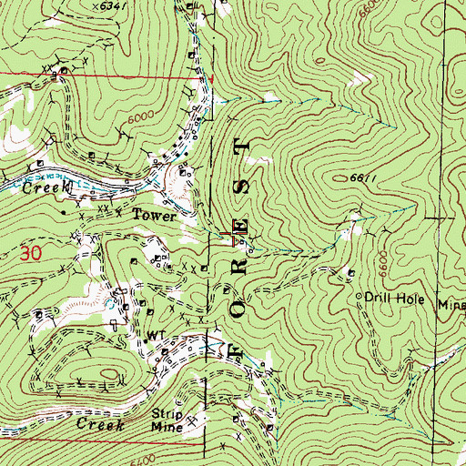 Topographic Map of Tom Hynes/Hobo Mine, MT