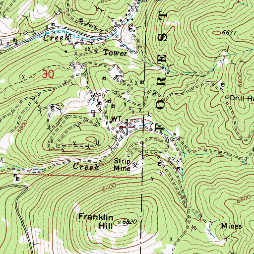 Topographic Map of Strip Mine, MT