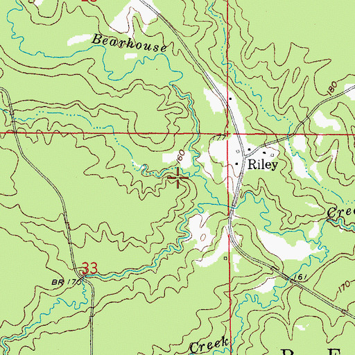 Topographic Map of Riley Lake Dam, AR
