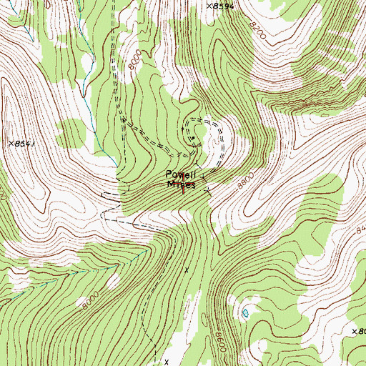 Topographic Map of Powell Mine, MT