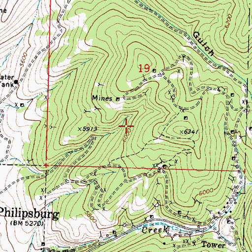 Topographic Map of San Francisco Mine, MT