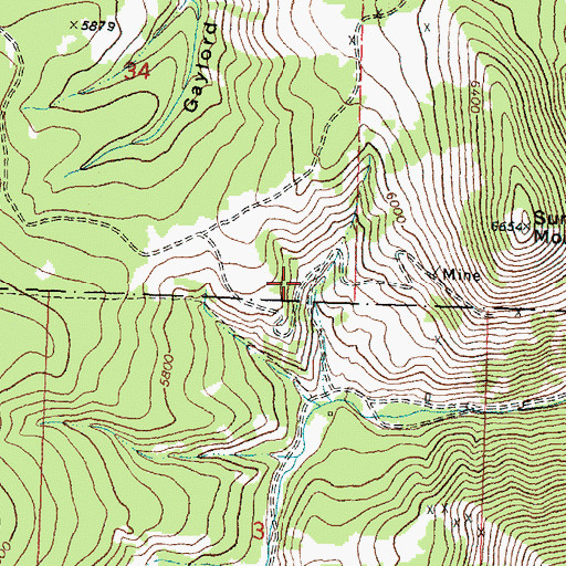 Topographic Map of Sunrise/Queen Mine, MT