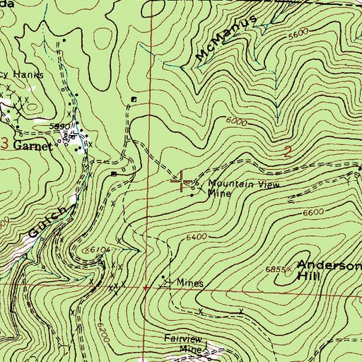 Topographic Map of Mountain View Mine, MT