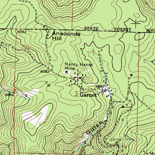 Topographic Map of Shamrock Mine, MT