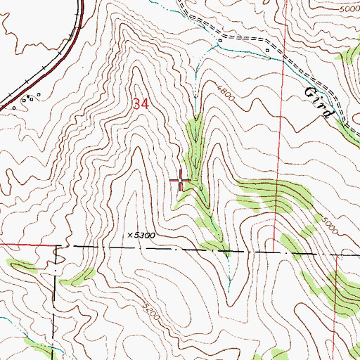 Topographic Map of Gird Creek Mine, MT