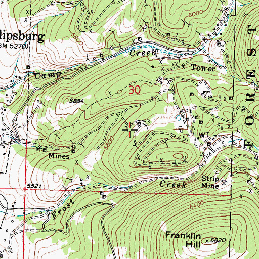 Topographic Map of Little Gem Mine, MT