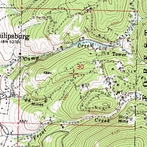 Topographic Map of White Horse Mine, MT