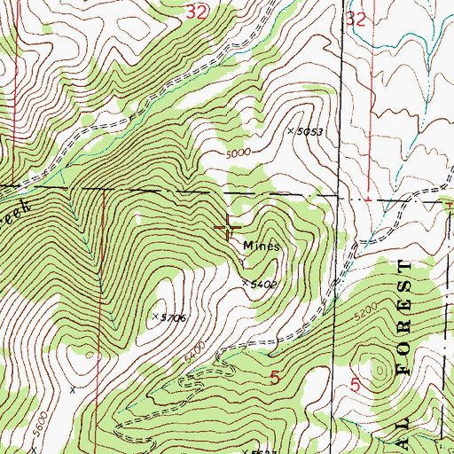 Topographic Map of Copper State Mine, MT