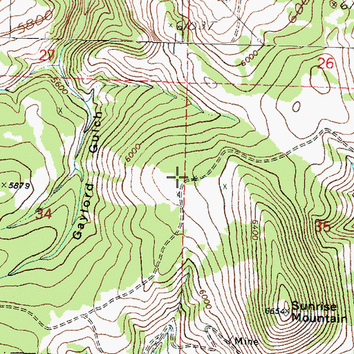 Topographic Map of North Sunrise Mine, MT