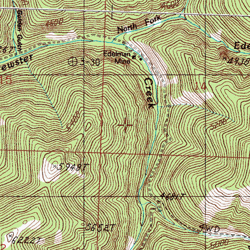 Topographic Map of SW Section 14 Mine, MT