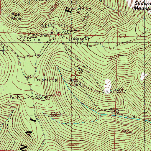 Topographic Map of Argo Mine, MT