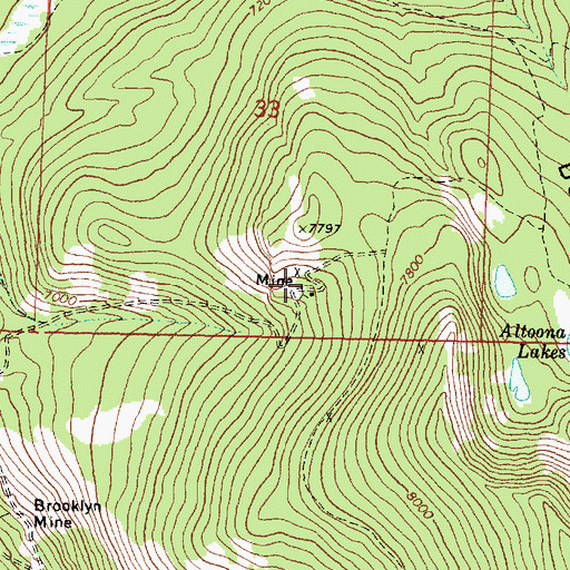 Topographic Map of SE Section 33 Mine, MT