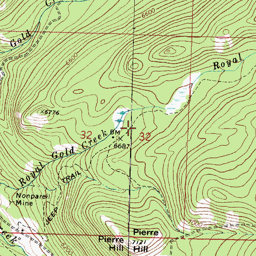 Topographic Map of Death Road Mine, MT