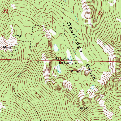 Topographic Map of Altoona Lakes Mine, MT
