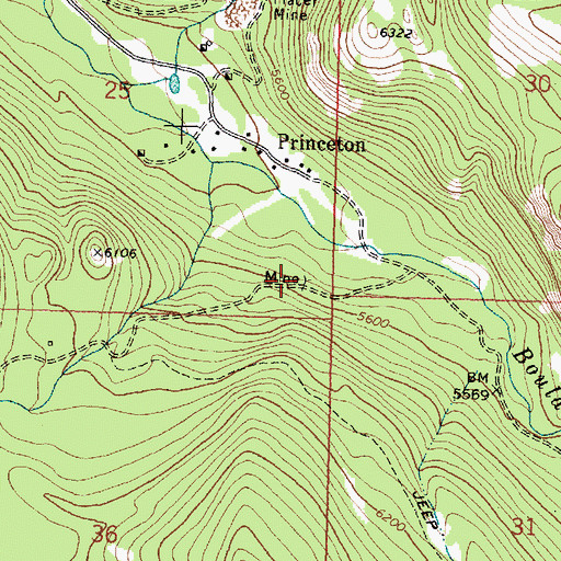 Topographic Map of Travonia Mine, MT