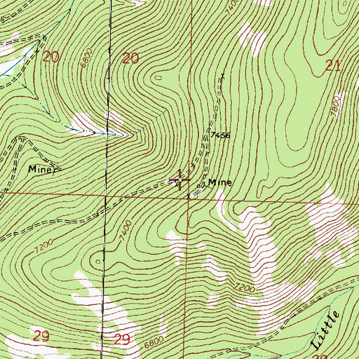 Topographic Map of Eureka Ridge Mine, MT