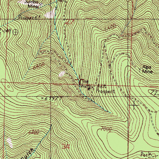 Topographic Map of Hidden Treasure Mine, MT